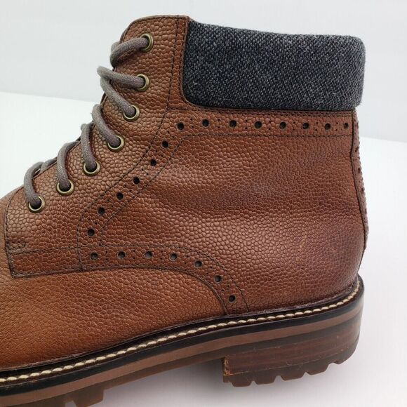 Warfield & Grand Darren Mens Size 8.5 Brown Leather Cap Toe Brogue Boots Shoes - Picture 10 of 12